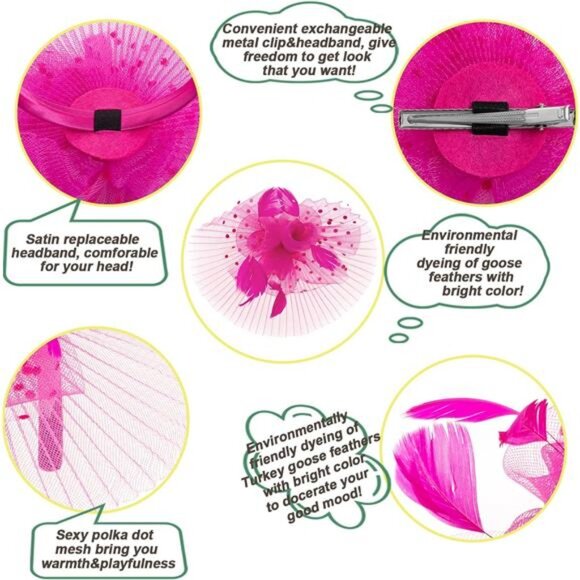 Fascinators for Women Tea Party Hat Headband Derby Wedding Church - Picture 7 of 7